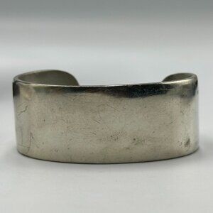 Vintage Salisbury Pewter Cuff Bracelet Wide Band Minimalist Modernist 7.5 Inch